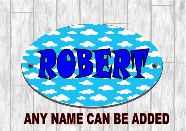 Boys Personalised Door Sign Summer Clouds