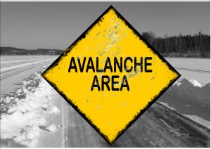 Avalanche area Ice Road Sign