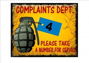 COMPLAINTS Dep't Shop Sign