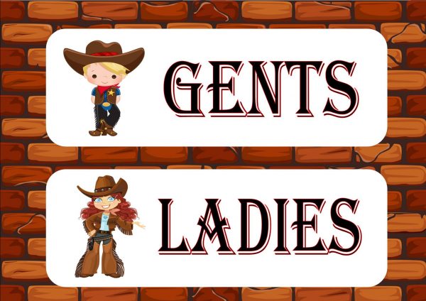 COWBOY TOILET DOOR SIGNS