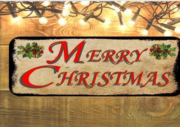 Merry Christmas Vintage Style Metal Sign