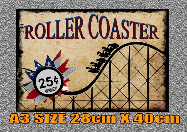Fairground Roller Coaster Sign Vintage Reproduction – The Rooshty Beach