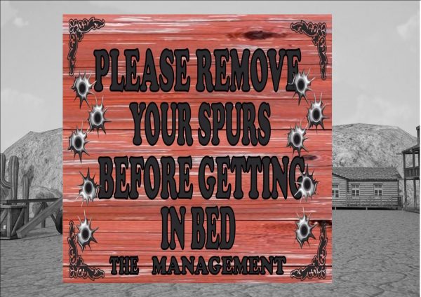 Remove Your Spurs Sign