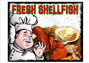 VINTAGE FRESH SHELLFISH SIGN