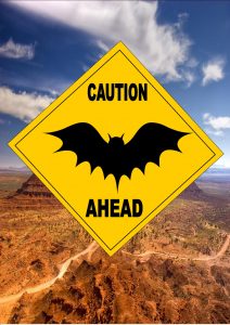 Caution Bats Ahead Sign