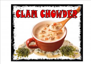 clam chowder sign