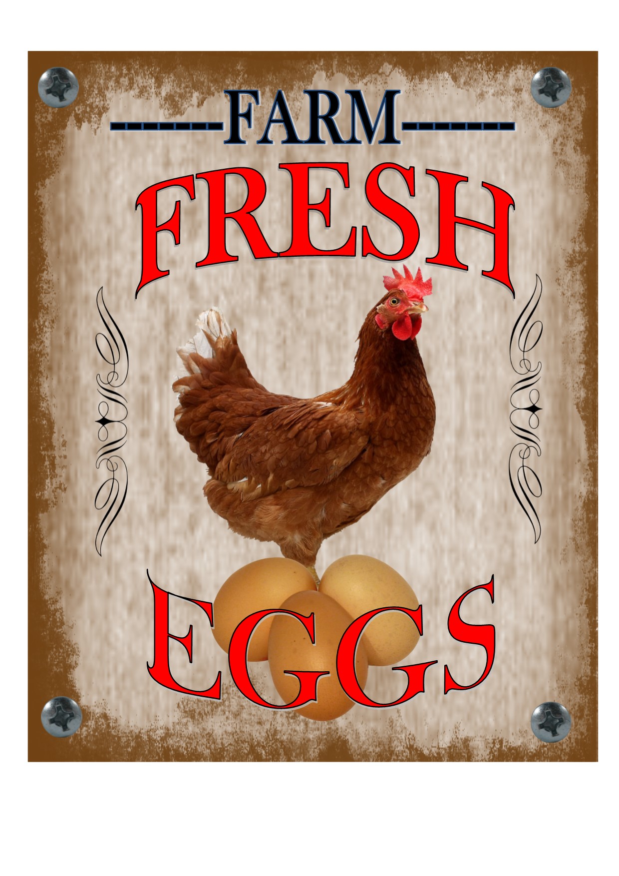 Farm Fresh Eggs Vintage Sign Reproduction Vintage Style Advertising