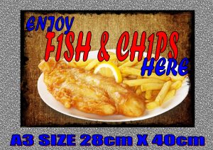 fish and chips Sign