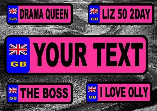 Pink GB Number Plate/Licence Plate