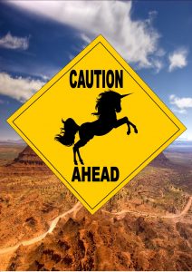 Caution Unicorn Ahead sign